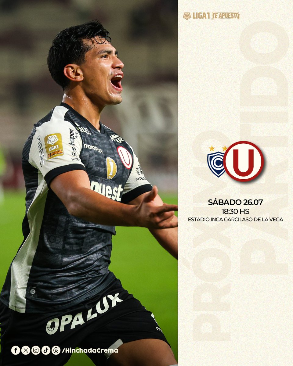 hinchadacrema's tweet image. 🔜 𝗣𝗥𝗢́𝗫𝗜𝗠𝗢 𝗣𝗔𝗥𝗧𝗜𝗗𝗢
⚽️ Cienciano vs @Universitario
🏆 #Liga1TeApuesto
🗓️ Sábado 26 de julio
⏰ 18:30 hs.
🏟 Estadio Inca Garcilaso de la Vega
𝘾𝙖𝙢𝙞𝙣𝙖𝙧𝙚𝙢𝙤𝙨 𝙨𝙞𝙚𝙢𝙥𝙧𝙚 𝙟𝙪𝙣𝙩𝙤𝙨. 💛
#LaGarraDelÚnicoGrande
