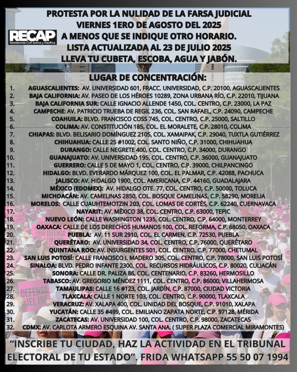 RolandoASolisO's tweet image. Se limpiará del cochinero morenista el @TEPJF_informa, pero en cada capital de los 32 estados de #Mexico se desarrollará el acto simbólico, no podemos dejar que todo sea
secuestrado, corrompido y destruido por el yugo morenista. Esta es la lista actualizada al día de hoy, donde…