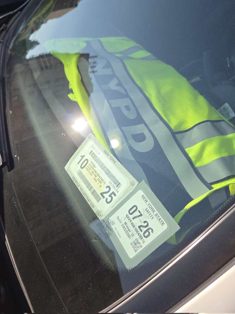 placardabuse's tweet image. This Mercedes was using a @NYPDnews #TheftVest to park illegally on the sidewalk.
#CultureOfCorruption