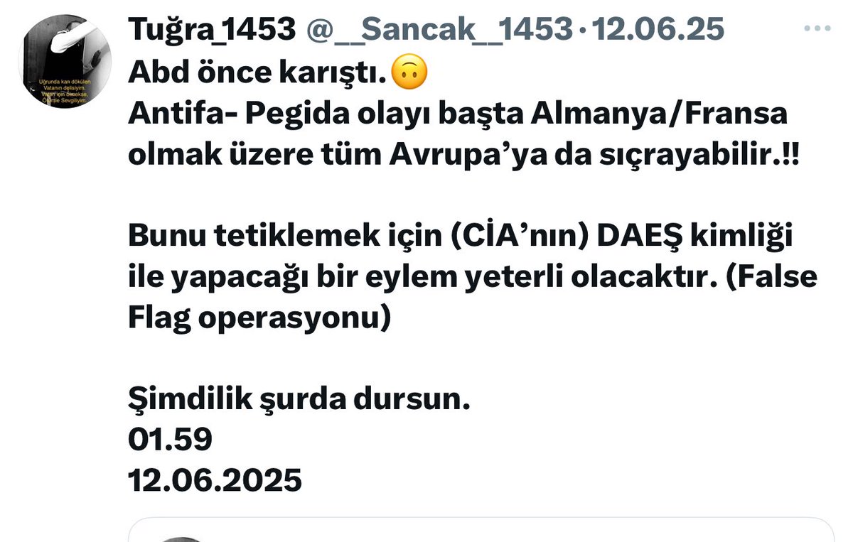 __Sancak__1453's tweet image. Artık açık açık terör/ kaos ile tehdit ediyorlar.
DAEŞ üstünden bir ( sahte bayrak) operasyonu bekliyorken bu açıklama geldi.