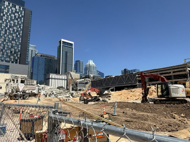 TheATX1's tweet image. Convention Center demo and having the new tallest building in the southern U.S. is cool. Credit: davidtexan