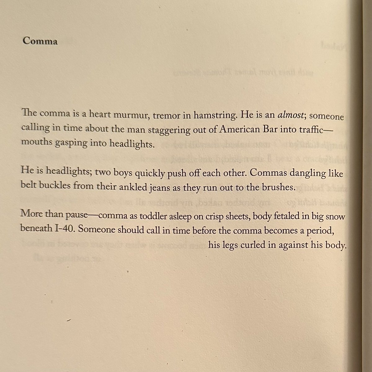 “The comma is a heart murmur.” A poem by Jake Skeets.