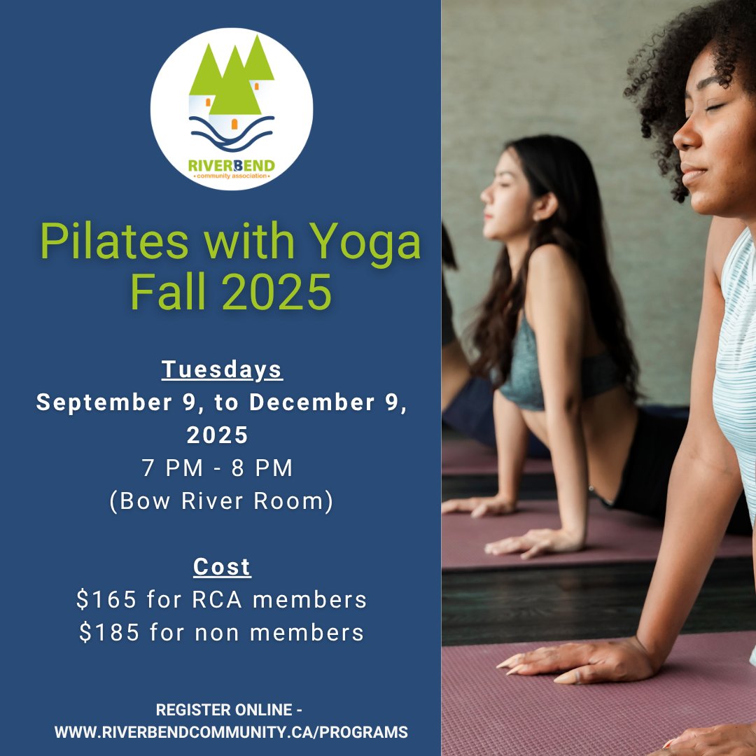 Get fit with us! Register now for our Fall Pilates with Yoga! Classes run Tuesdays, starting Sept 9 and go until December 9. No class  on Oct 14, 21, 28 and Nov 11. Cost $165 for RCA members, $185 for non members.
riverbendcommunity.ca/fitness-progra…
#riverbendyyc