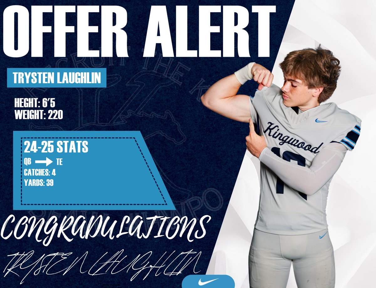 KHSMustangFBall's tweet image. Congratulations to @TrystenLaughlin on picking his 3rd offer from @MajorsFootball
#SFAW #HWPO #NoExcuses #Believe #KingwoodALLIN #ReloadandRetool #WeWillWin