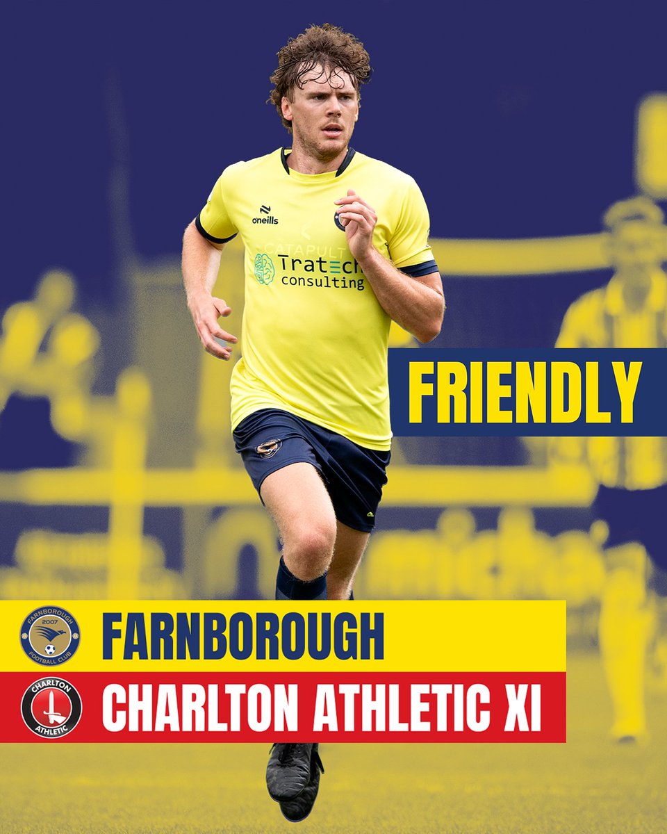 It's Match Day! 🟡🔵

🆚 Charlton Athletic XI
🕖 7:45pm
🏆 Pre-Season Friendly
🏟️ Saunders Transport Community Stadium

🎟️ farnboroughfc.co.uk/charlton