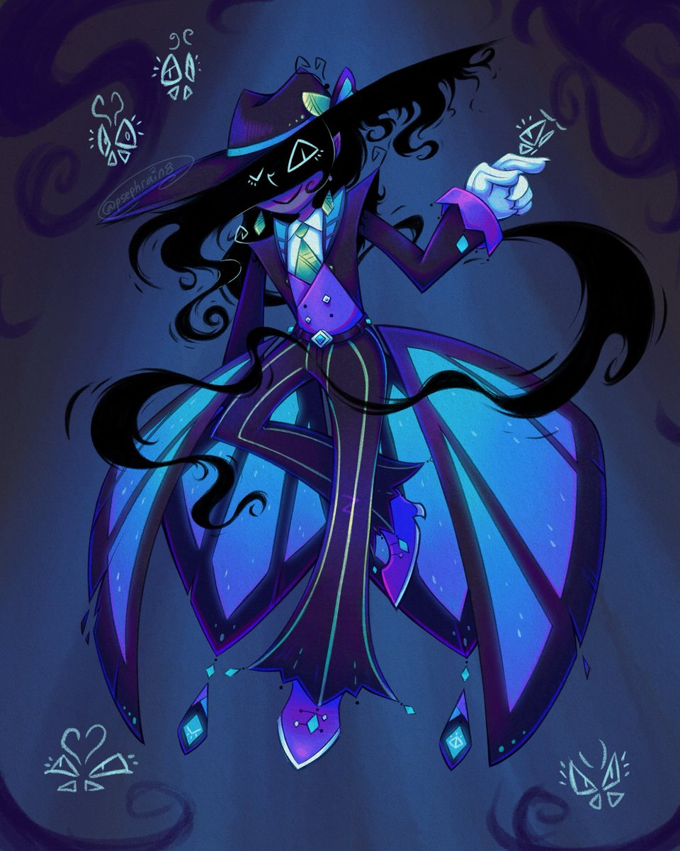 PsephRain8's tweet image. #Characterdesign I made a bit ago that I’m pretty proud of! A trickster fey lord-ish being called “The Dancing Dark”, made to represent fear of the unknown.
The chrysalis/butterfly motifs = fear of change, the shadow ones = fear of the dark. Both are also fears of the unknown
#oc