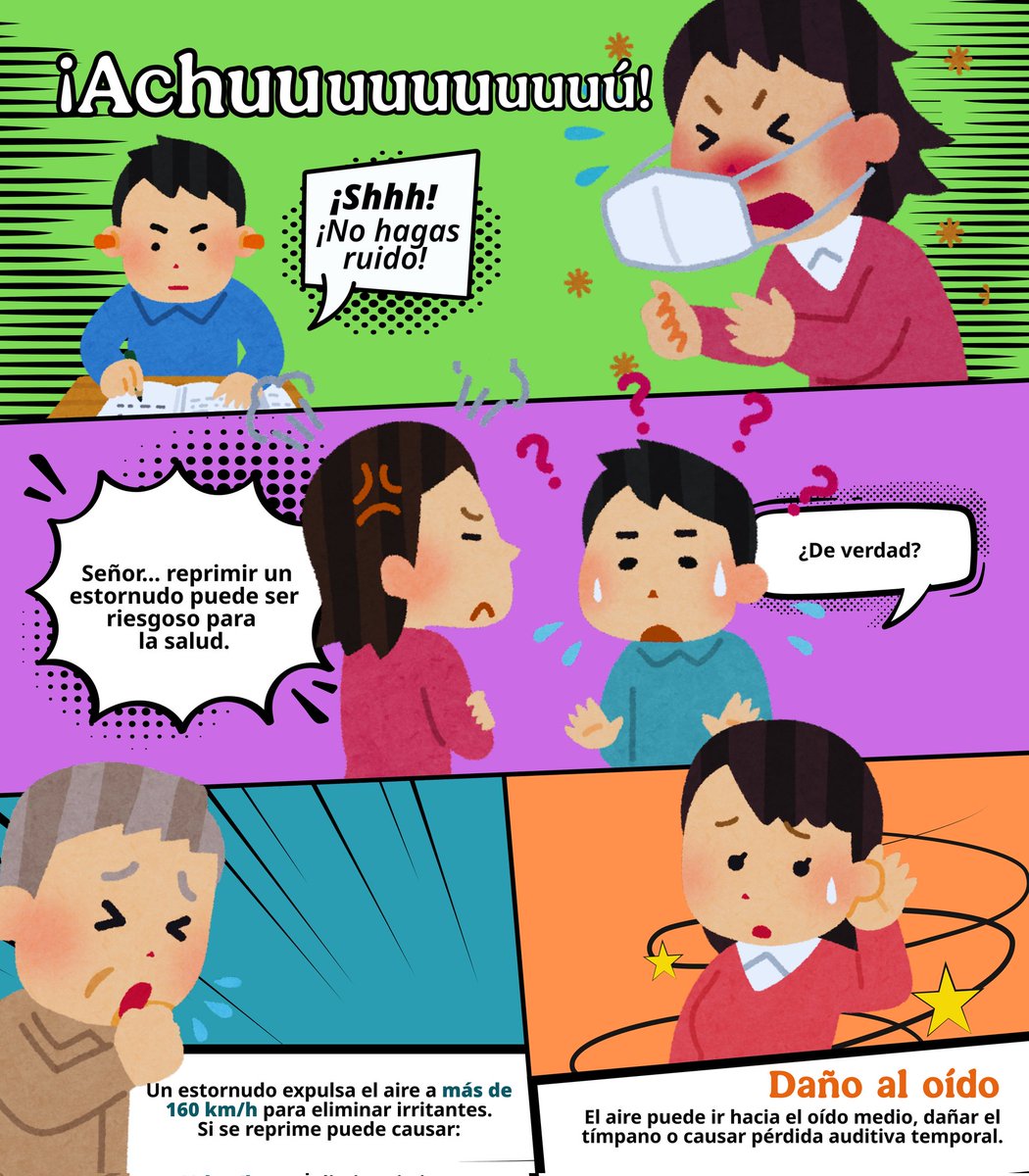 ISSSTE_mx's tweet image. DATO #CURIOSISSSTE | 🤧 ¡Aguantarse un estornudo NO es buena idea! 🚫
🫣 Puede parecer inofensivo, pero hacerlo seguido puede traer consecuencias nada agradables para tu cuerpo. 👃 ¡Déjalo salir! pero con cuidado. 👇🏻
🔹 Si estás en público, hazlo en el antebrazo o con un…