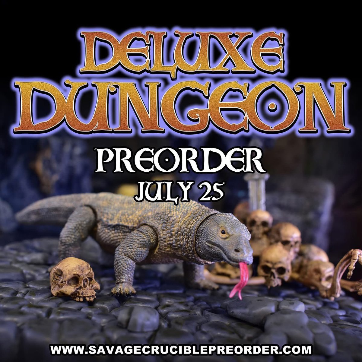 Savage_Crucible's tweet photo. Preorder OPEN NOW at https://t.co/iAVhD5xFk3 !

Bring your Savage Crucible collection to life with our brand-new Savage Stands and the epic Deluxe Dungeon Set! These dynamic rocky diorama bases are designed to elevate your figures—literally and visually. The Deluxe Dungeon Set takes it further, featuring four Savage Stands, our first-ever “Creature of the Crucible”—the fearsome Komodo Dragon—plus skull piles, a blood pool, shackles & chains, and more! It’s the ultimate scene-setting arsenal for collectors looking to build a gritty, immersive display straight from the Crucible. These will be offered exclusively at https://t.co/jhF2cIPHsq. There will be two distinct sets offered:

1. Deluxe Dungeon Set $24
Includes:
4 Savage Stands (rockwork stands with pegs for figures or diorama features)
Komodo Dragon: “Creature of the Crucible” (5 POA: articulated neck & Legs) 
Skull pile (features holes to place swords into)
4 rats (plug into stands)
8 separate skulls (plug into stands)
2 shackles with chains (plug into stands and can attach to a figure)
Shattered sword artifact
6 small rocks (plug into stands)
2 medium rocks 
1 large rock pile
Blood pool
12 pegs for figures (plug into stands)

2. Savage Stands $10
Includes:
4 Savage Stands (rockwork stands with pegs for figures or diorama features)
6 small rocks (plug into stands)
2 medium rocks 
12 pegs for figures (plug into stands)

Break new ground for your collection with Savage Crucible! 

#harvingerstudios #savagecrucible #actionfigurecollector #actionfigures #actionfigurestands #actionfigurediorama #actionfigurephotography #toys #sdcc #toycommunity #toyphotography #myactionfigurecustoms #toynews