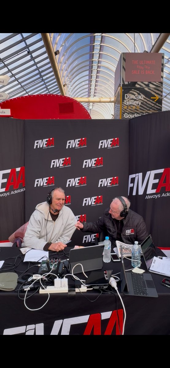 FIVEAA (@1395fiveaa) on Twitter photo NOW: Saturday Sports Show with KG and <a href="/Cornesy12/">Graham Cornes</a> at the Caravan and Camping Show at the Adelaide Showgrounds.
Give us a call on 8223 0000. NOW: Saturday Sports Show with KG and <a href="/Cornesy12/">Graham Cornes</a> at the Caravan and Camping Show at the Adelaide Showgrounds.
Give us a call on 8223 0000.