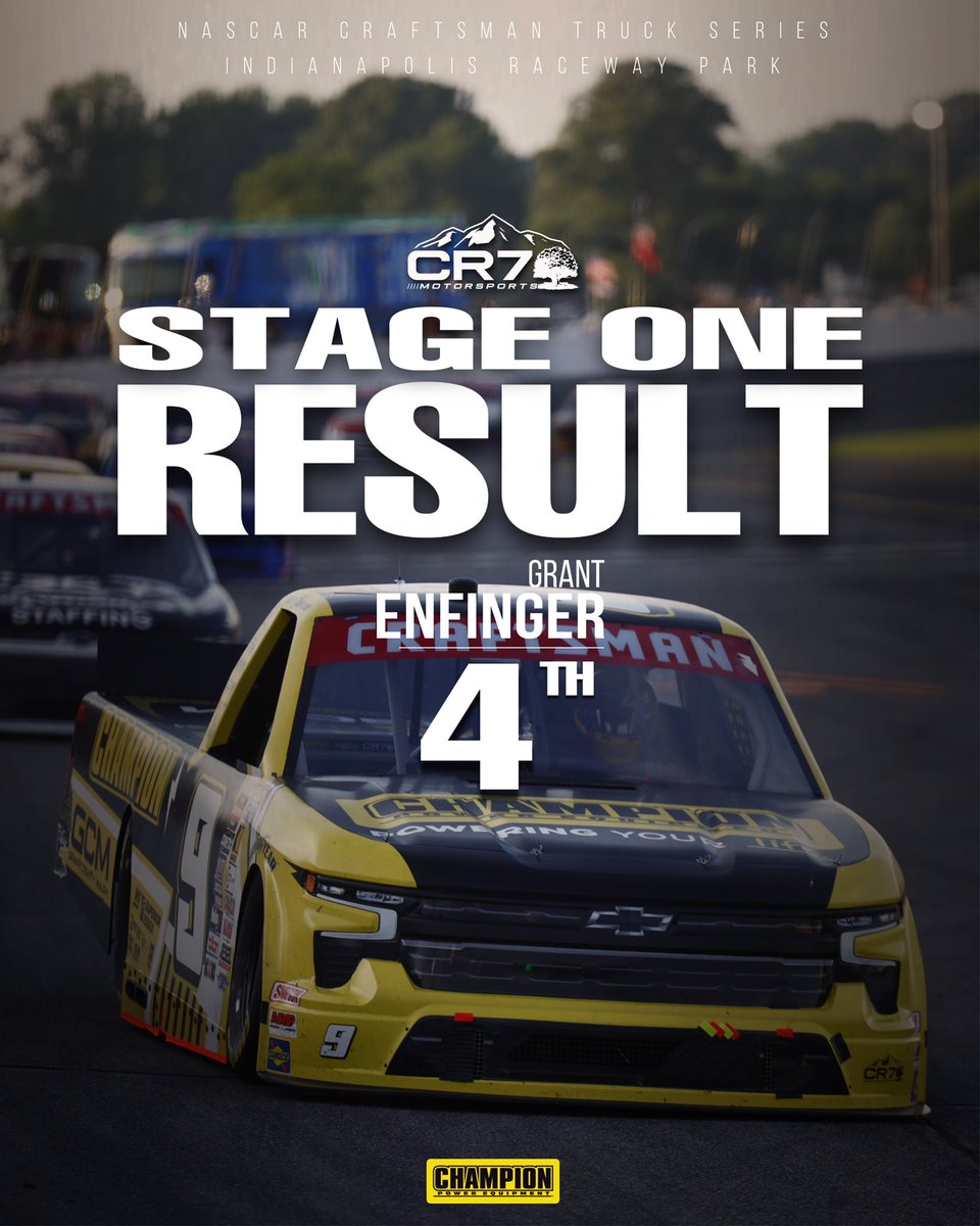 CR7 Motorsports (@cr7motorsports) on Twitter photo Moving up the leaderboard in stage ☝️
<a href="/GrantEnfinger/">Grant Enfinger</a> - P4
<a href="/GrantEnfinger/">Grant Enfinger</a> | <a href="/ChampionPowerEQ/">Champion Power Equipment</a> | <a href="/TeamChevy/">Chevrolet Motorsports</a> Moving up the leaderboard in stage ☝️
<a href="/GrantEnfinger/">Grant Enfinger</a> - P4
<a href="/GrantEnfinger/">Grant Enfinger</a> | <a href="/ChampionPowerEQ/">Champion Power Equipment</a> | <a href="/TeamChevy/">Chevrolet Motorsports</a>