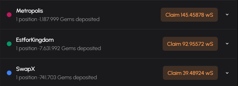 On top of all the gems i sold during the Sonic Season 1 airdrop, i got another 500 $S from gems left inside my wallet, i might be one of the few satisfied with the Season 1 airdrop.