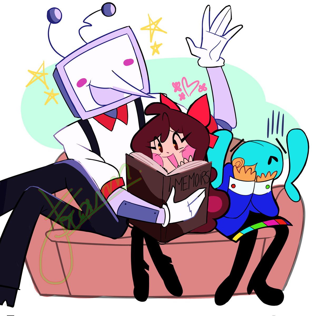 Franntheidiot's tweet image. And this is for dear @misdreavusplush , Tenna is showing the photos of baby Miku.
Just hope you like it and you feel better 💖
#StaticMiku #MrTenna #fanart