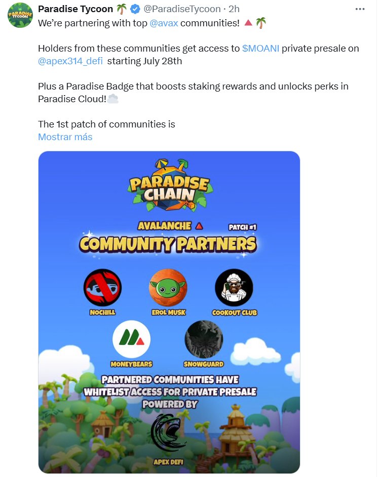 jedigizmo17's tweet image. 🚨 4 Ways to Enter the $MOANI Presale 🌸🚀
1. Trade on @Earningsbay_
📈 Climb the Trading Leaderboard
💬 Post about $MOANI & rank on the Social Leaderboard
📢 Generate engagement, earn your spot!
⚠️ Hurry, the presale starts soon!
2. Stake 25k xAPEX on @apex314_defi 🔐 Hurry!…