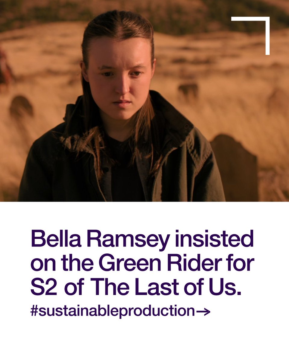 Bella Ramsey championed the Green Rider on Season 2 of <a href="/HBO/">HBO</a>'s <a href="/TheLastofUsHBO/">The Last of Us</a> – ensuring electric vehicles, reduced waste, and #sustainableproduction practices throughout. A powerful reminder that leadership and climate action can go hand-in-hand: shorturl.at/8mmID