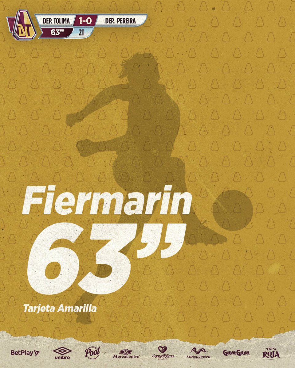 cdtolima's tweet image. 63’ ⏱️ Tarjeta amarilla para Cristopher Fiermarin.
| Deportes Tolima 1-0 Deportivo Pereira |