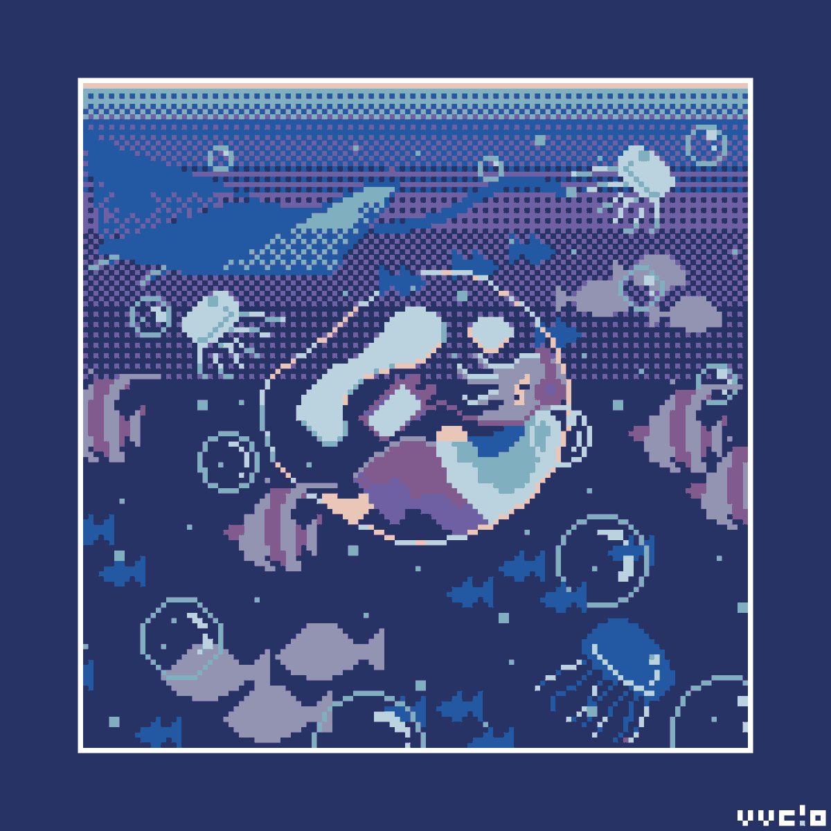 泡沫のアリア ＃ドット絵 ＃pixelart ＃水中 ＃泡 ＃one_dot_step