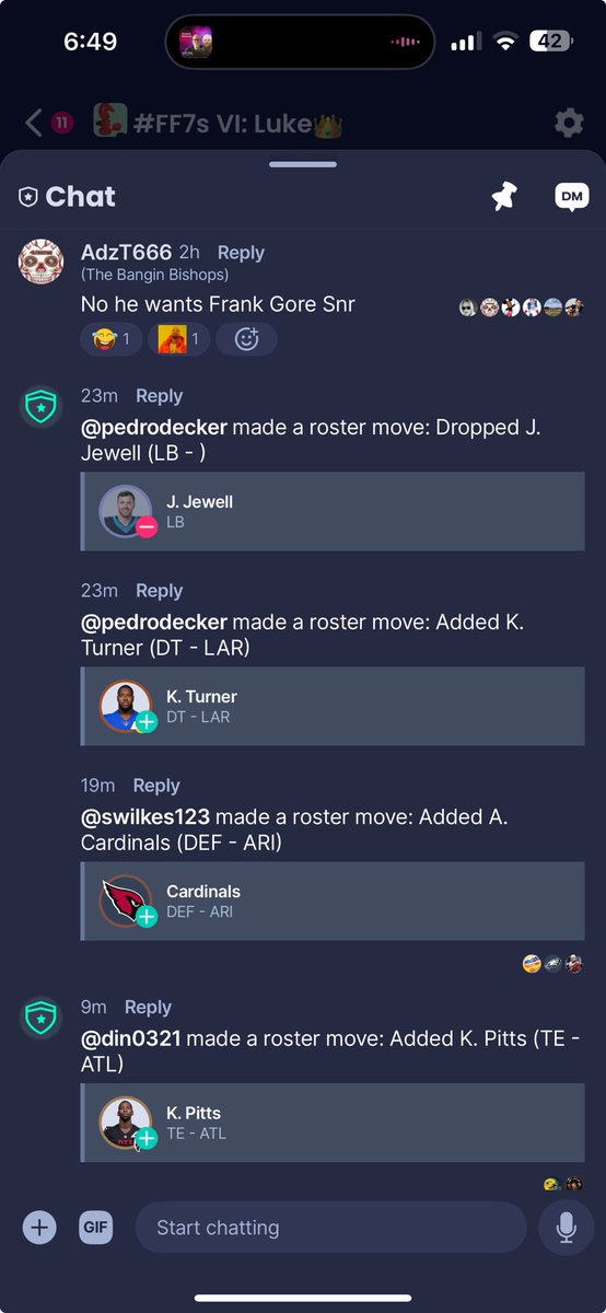 IDP_Iggy's tweet image. Love to see the banter and free agency moves of #FF7s! First 16, Chess