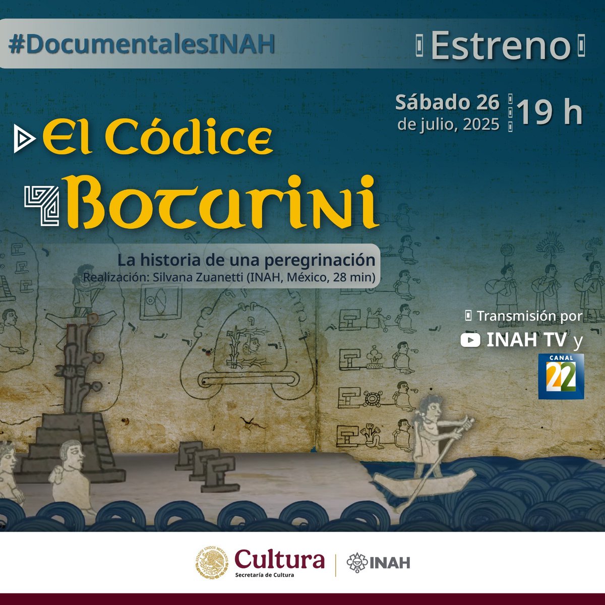 🚨 ¡Mañana no te pierdas este estreno! 🚨

#DocumentalesINAH: El Códice Boturini. La historia de una peregrinación; sobre uno de los documentos más antiguos de la cultura mexica...

No te lo pierdas por #INAHtv y <a href="/Canal22/">Canal 22 México</a> México 
▶️ youtu.be/l-iMts7MgJ0?si…