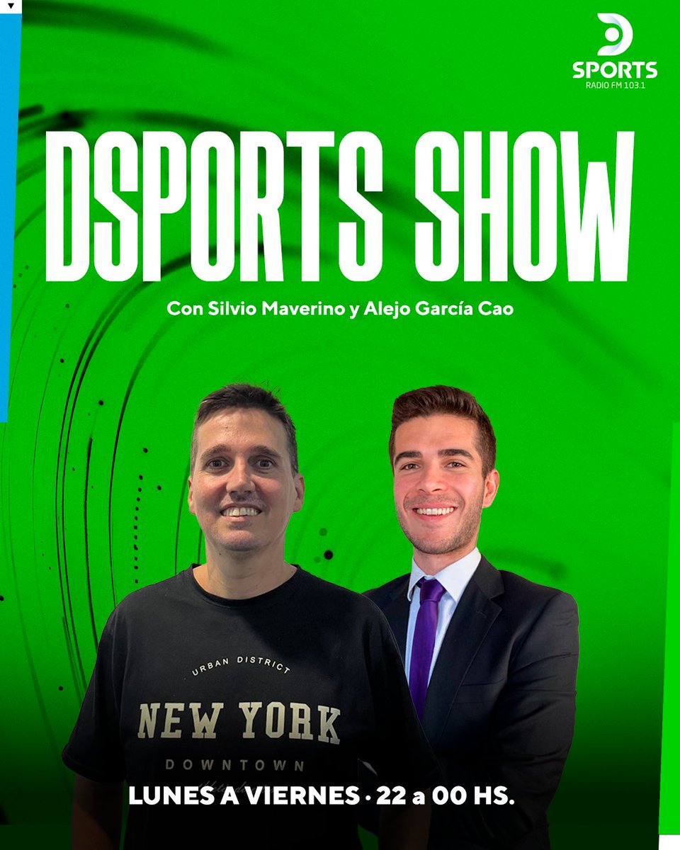 Silvio Maverino (@mavegol) on Twitter photo 📻Ya venimos con #DsportShow x
<a href="/DSportsRadio/">DSports Radio 103.1 FM</a> con <a href="/alejogarciacao/">Alejo García Cao</a>
📝Informe especial: la radiografía del mercado de pases con todos los datos
⚽️La previa de la Fecha 3 del Torneo Clausura
🇦🇷 El día Colapinto en el GP de Bélgica 🇧🇪
👉Ascenso, internacional y mucho más 📻Ya venimos con #DsportShow x
<a href="/DSportsRadio/">DSports Radio 103.1 FM</a> con <a href="/alejogarciacao/">Alejo García Cao</a>
📝Informe especial: la radiografía del mercado de pases con todos los datos
⚽️La previa de la Fecha 3 del Torneo Clausura
🇦🇷 El día Colapinto en el GP de Bélgica 🇧🇪
👉Ascenso, internacional y mucho más