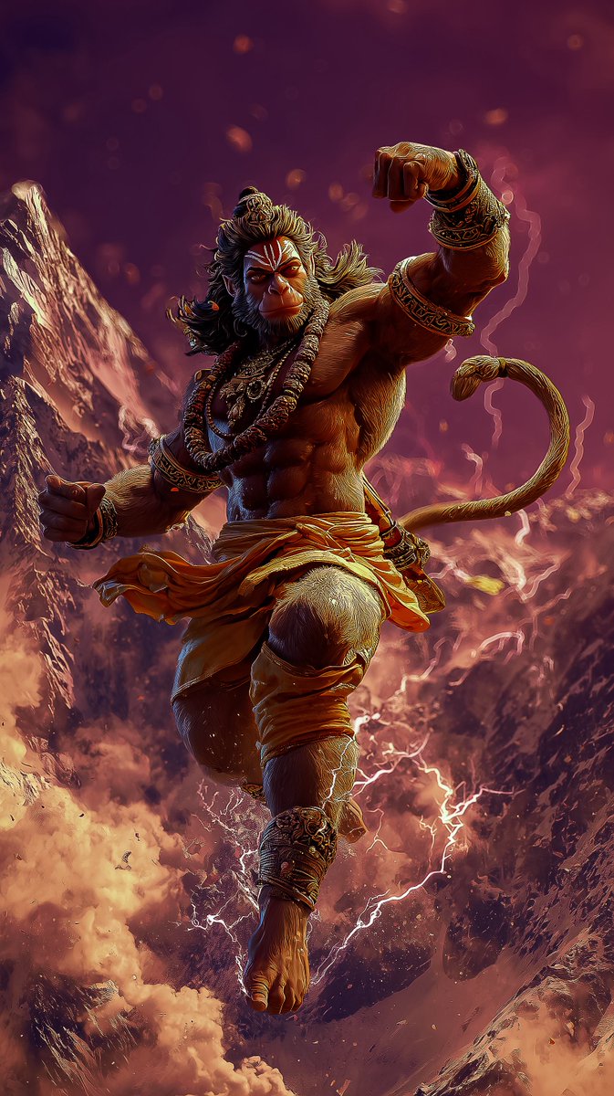 WallzByAI's tweet photo. “वज्रदेहो जलदस्वनः।”
Thunderous is His roar, and diamond-like His body.
#HanumanTheMighty #DivineForce #WallzByAi https://t.co/q86a90ny1L