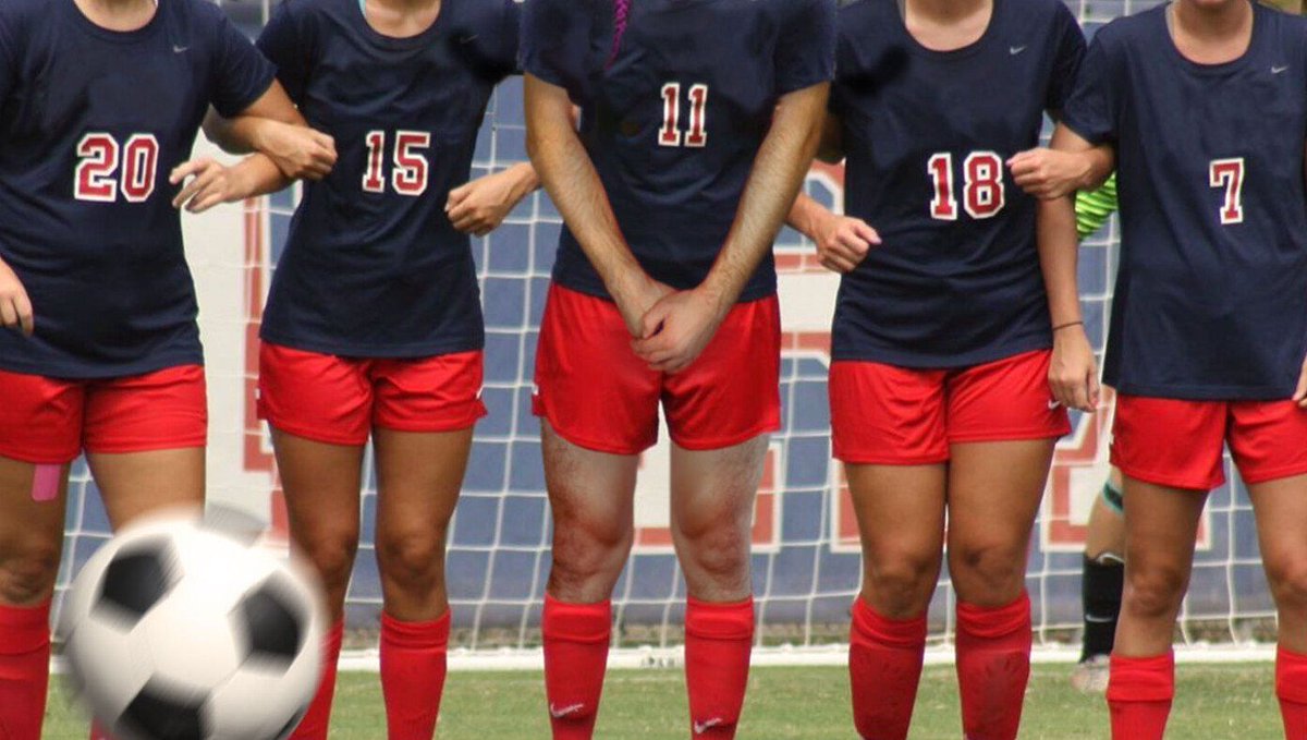 TheBabylonBee's tweet photo. Transgender Women's Soccer Player Outed On Free Kick https://t.co/hYlJeRxThX https://t.co/iQn4fLIp6F