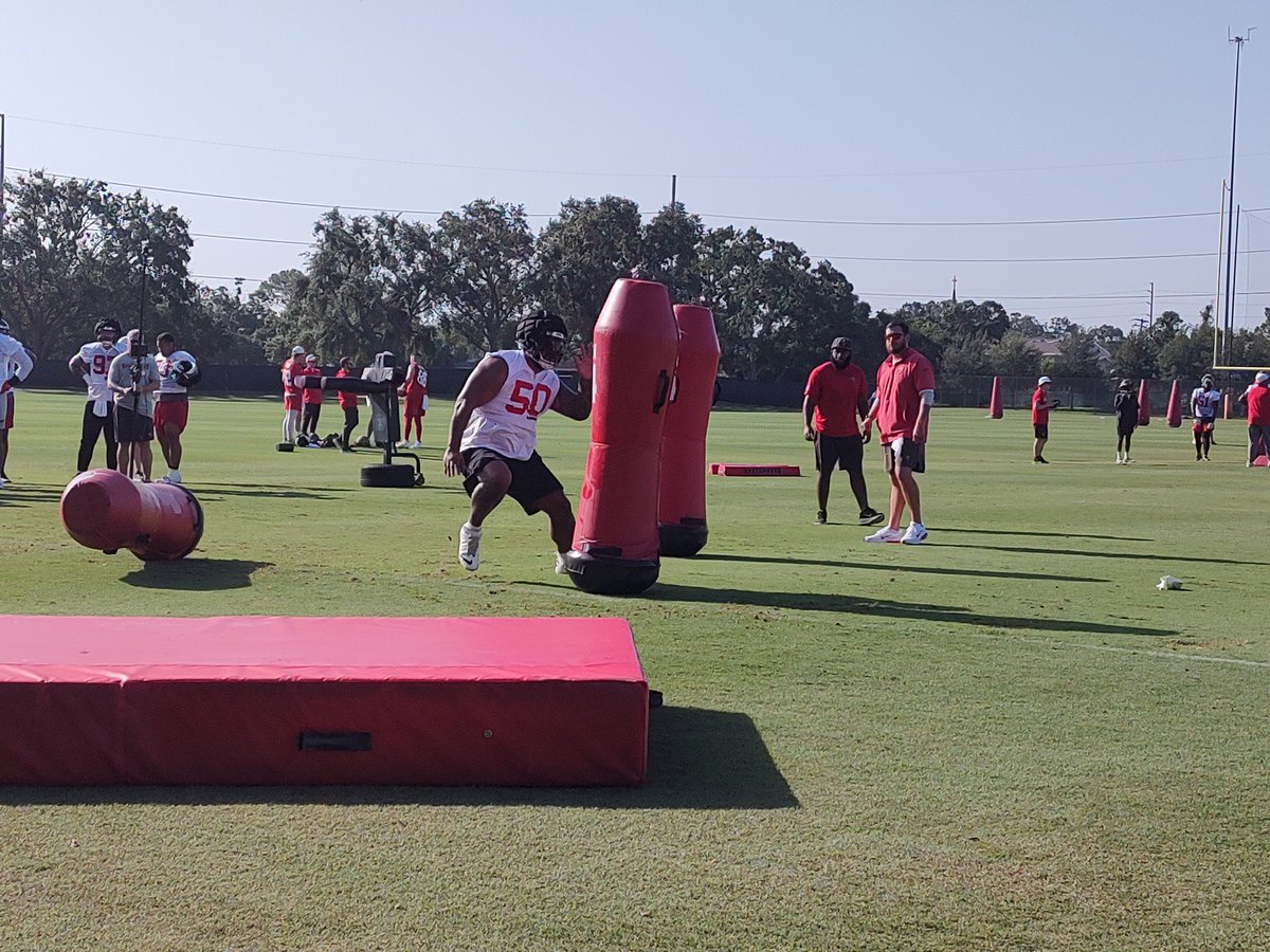 bobbygameday's tweet image. Went out to Bucs training camp this morning. Yes, everyone says the same things at training camp every year, but Vita Vea seems leaner, like still huge but carrying less dead weight. And Ebuka has "the look".
We'll get into it on the next Free Stretch on JoeBucsFan.com