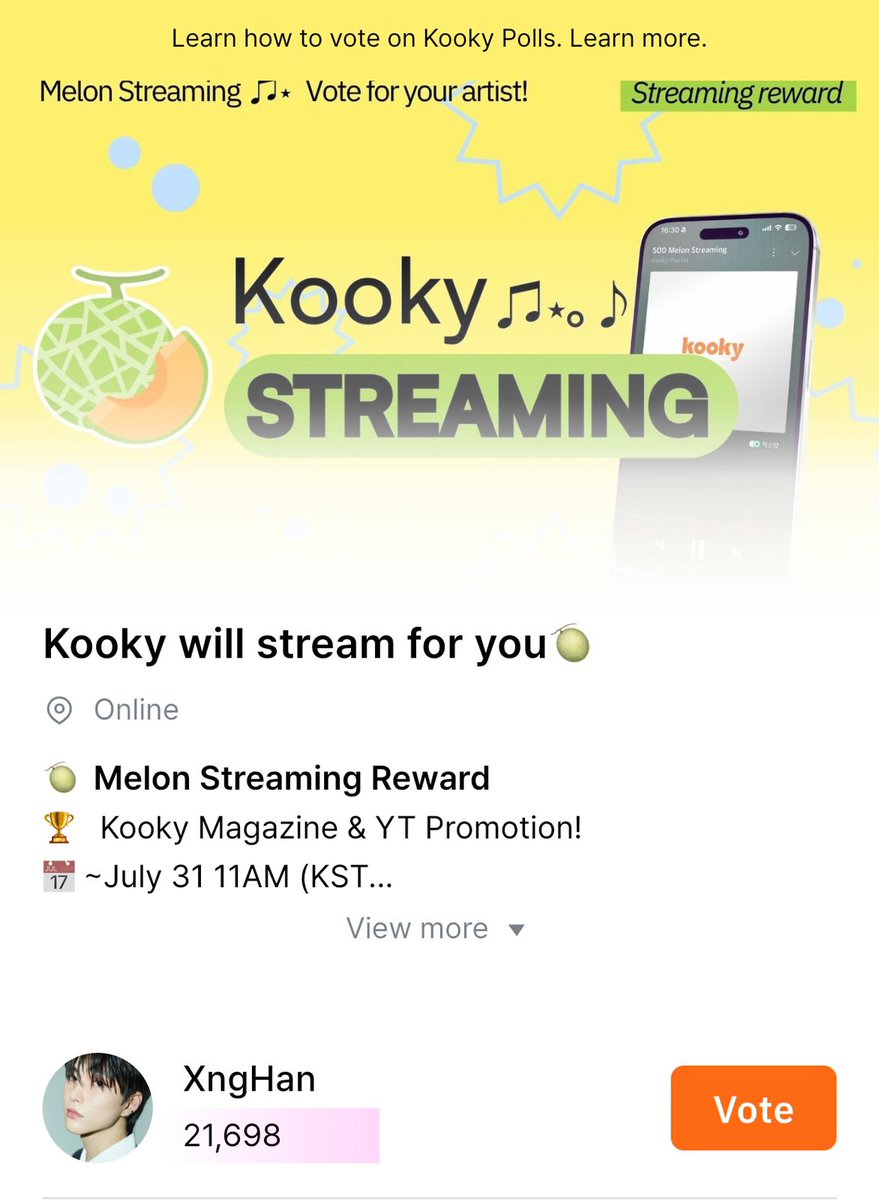 SEUNGHAN_VT's tweet image. Hello XngHan Fans!
#Xnghan_Xoul is nominated for 3 streaming rewards poll on Kooky we kindly request everyone to start accumulating your kookys and follow XngHan&Xoul's profile on the said platform. We're currently leading but keep dropping your kookys from time to time to stayโฆ