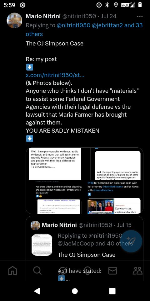 <a href="/PhattGreg/">Greg Sully</a> <a href="/jebrittan2/">Joanna Brittan</a> <a href="/M_Steeples/">Matthew Steeples</a> <a href="/LouiseKirsti/">Kirsti Louise Roberts-Addicott</a> <a href="/EpsteinNetwork/">Epstein Network Exposed🚩</a> <a href="/laurasgoldman/">Laura Goldman</a> <a href="/GadtheFly/">60 Cent</a> <a href="/thatmarciaclark/">marcia clark</a> <a href="/dardenlawgroup/">Christopher Darden, Esq.</a> <a href="/RitaCosby/">Rita Cosby</a> <a href="/AndyTillett/">Andy Tillett</a> <a href="/oppermanreport/">Ed Opperman</a> <a href="/DeepakChopra/">Deepak Chopra</a> <a href="/adam_waldman/">Adam Waldman</a> <a href="/emmamarieparry/">Emma Parry</a> <a href="/SHoffenberg/">STEVEN J HOFFENBERG</a> <a href="/shaunattwood/">Shaun Attwood</a> <a href="/AlanDersh/">Alan Dershowitz</a> <a href="/tarapalmeri/">Tara Palmeri</a> <a href="/antoniam6/">lAntonia Marshall</a> @SarahTheDuchess <a href="/TonyOrtega94/">Tony Ortega</a> <a href="/NancyGrace/">Nancy Grace</a> <a href="/heresthething/">Here's The Thing with Alec Baldwin</a> <a href="/domarkus/">David Oscar Markus</a> <a href="/RealGhislaine/">RealGhislaine</a> <a href="/SteepleTimes/">The Steeple Times</a> <a href="/cathynewman/">Cathy Newman</a> <a href="/ohreallytruly/">Prince.&.The.Pervert.Podcast</a> <a href="/lisapodcasts/">Lisa Taitie</a> <a href="/SDNYnews/">US Attorney SDNY</a> <a href="/FBI/">FBI</a> <a href="/VincentFAmen/">Vincent F. Amen</a> The OJ Simpson Case 

My post is self-explanatory 
⬇️
x.com/nitrini1950/st…

And I will continue to assist specific Federal Government Agencies &amp; people with their legal defense vs Maria Farmer's Lawsuit against The United States Federal Government 
⬇️