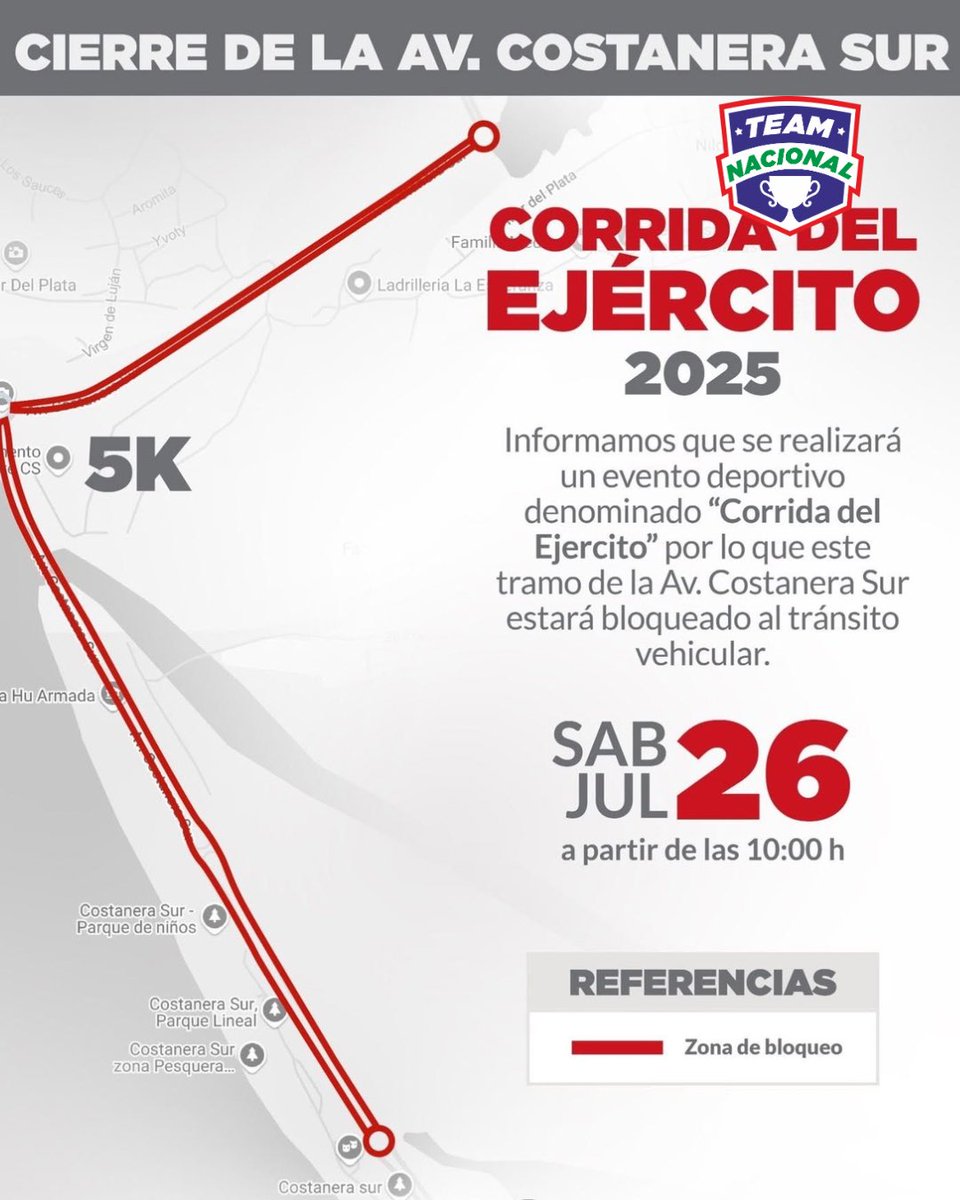 Radio Nacional AM (@rnpy920am) on Twitter photo 🙌🏻DATO IMPORTANTE
📌Mañana, sábado 26 de julio, se realiza la Corre Caminata 5k Ejército Paraguayo en la Costanera Sur, por ello la <a href="/AsuncionMuni/">Municipalidad de Asunción</a> implementará el bloqueo al tránsito vehicular en la zona
Infórmate en #TeamNacional 🙌🏻DATO IMPORTANTE
📌Mañana, sábado 26 de julio, se realiza la Corre Caminata 5k Ejército Paraguayo en la Costanera Sur, por ello la <a href="/AsuncionMuni/">Municipalidad de Asunción</a> implementará el bloqueo al tránsito vehicular en la zona
Infórmate en #TeamNacional