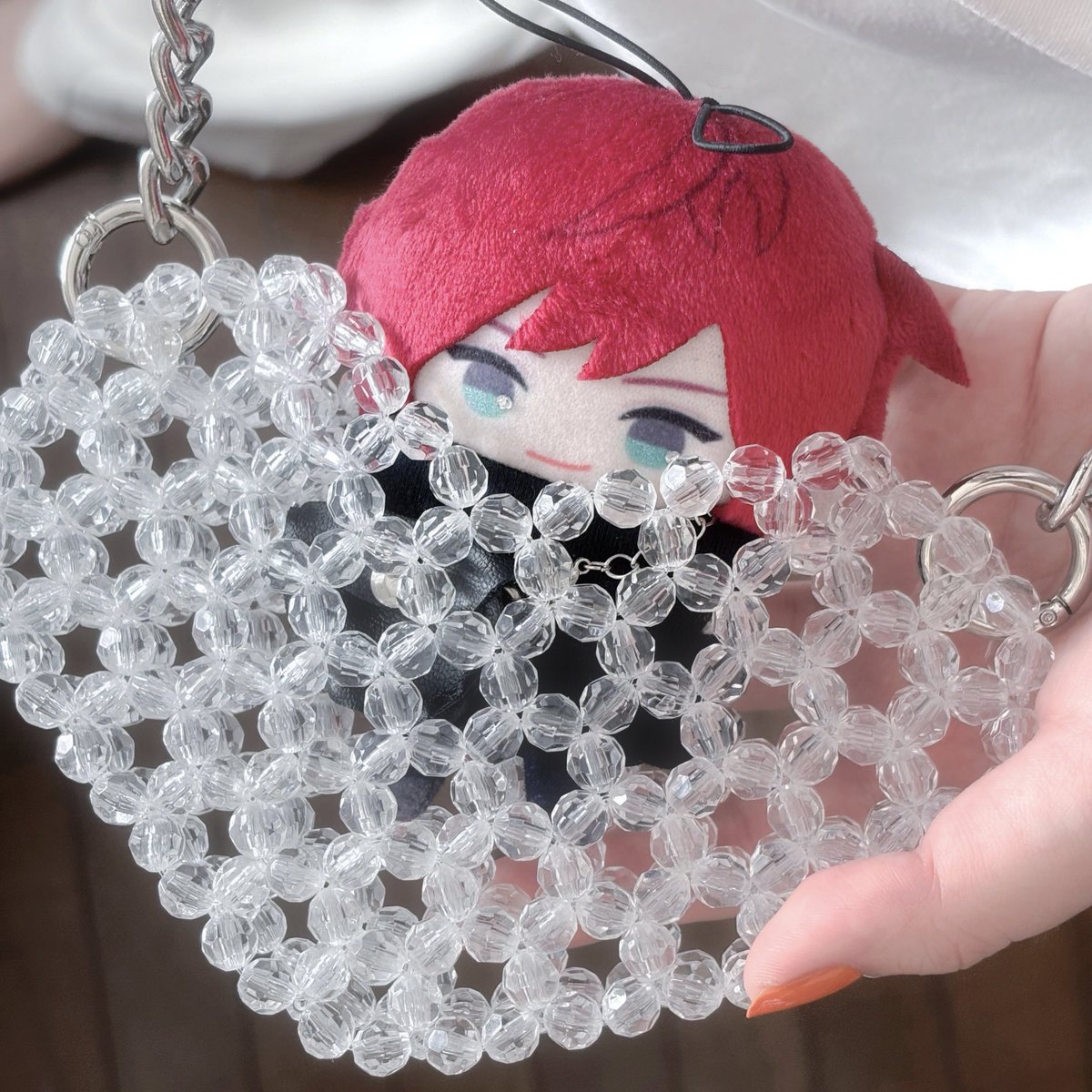 SodApht's tweet image. ハートのぬいバッグできた