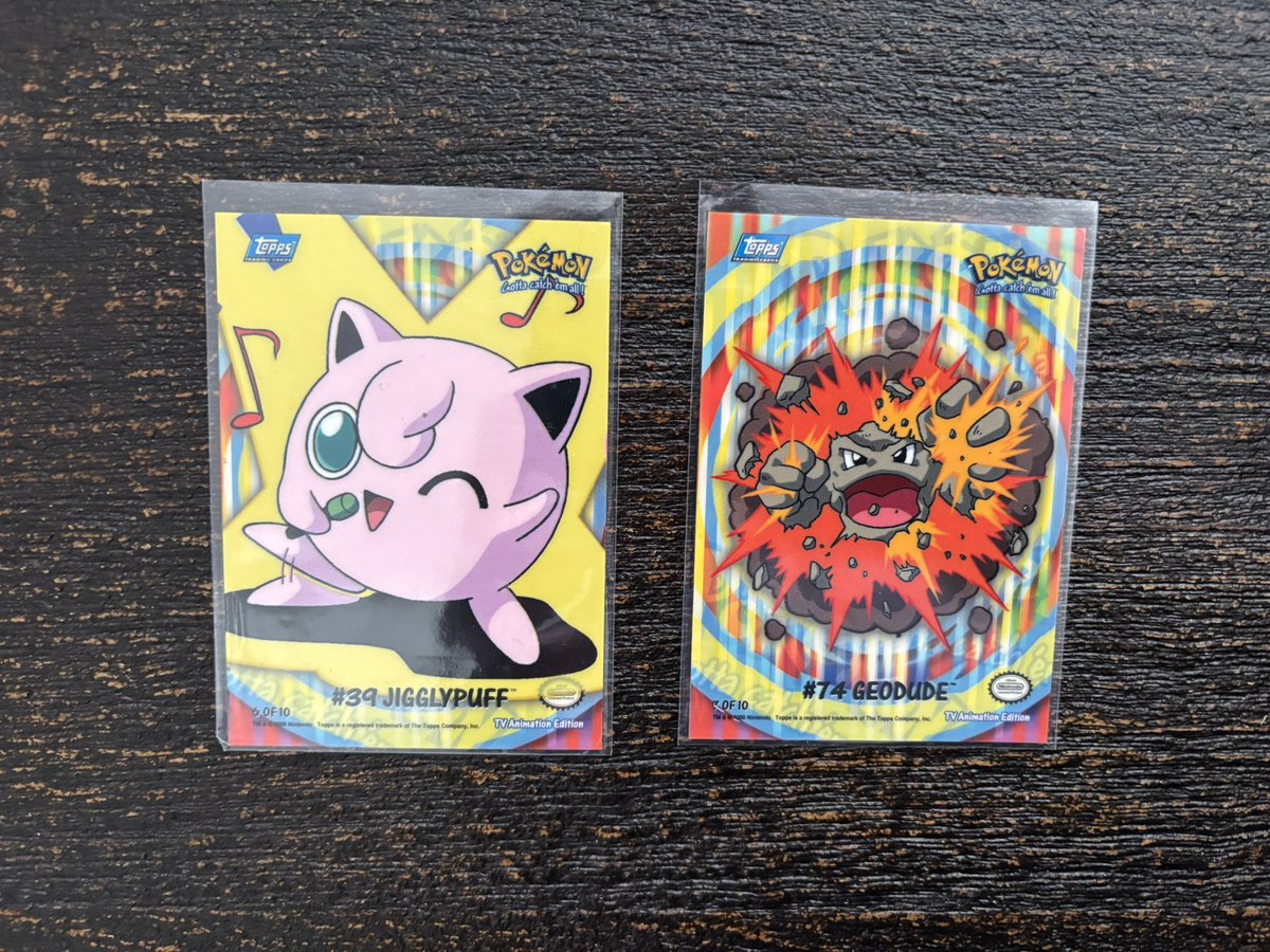 Johnacos1's tweet image. Mini consignment! ๐ช
Topps! ๐๐Last post with these special TV Topps!
Jiggly - $6 ๐ถ
Geodude - $8 ๐ฅ
You can expect some Battle Styles hits soon! Gonna disassemble the master set! ๐