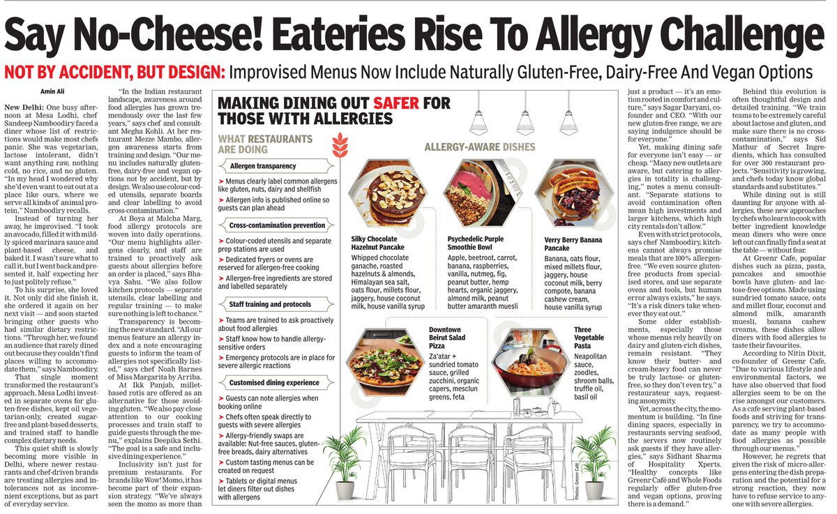 In Delhi, newer restaurants and chef-driven brands are treating food allergies and intolerances not as inconvenient exceptions, but as part of everyday service. Menus now include naturally gluten-free, dairy-free and vegan options

aminali.in/articles/say-n…