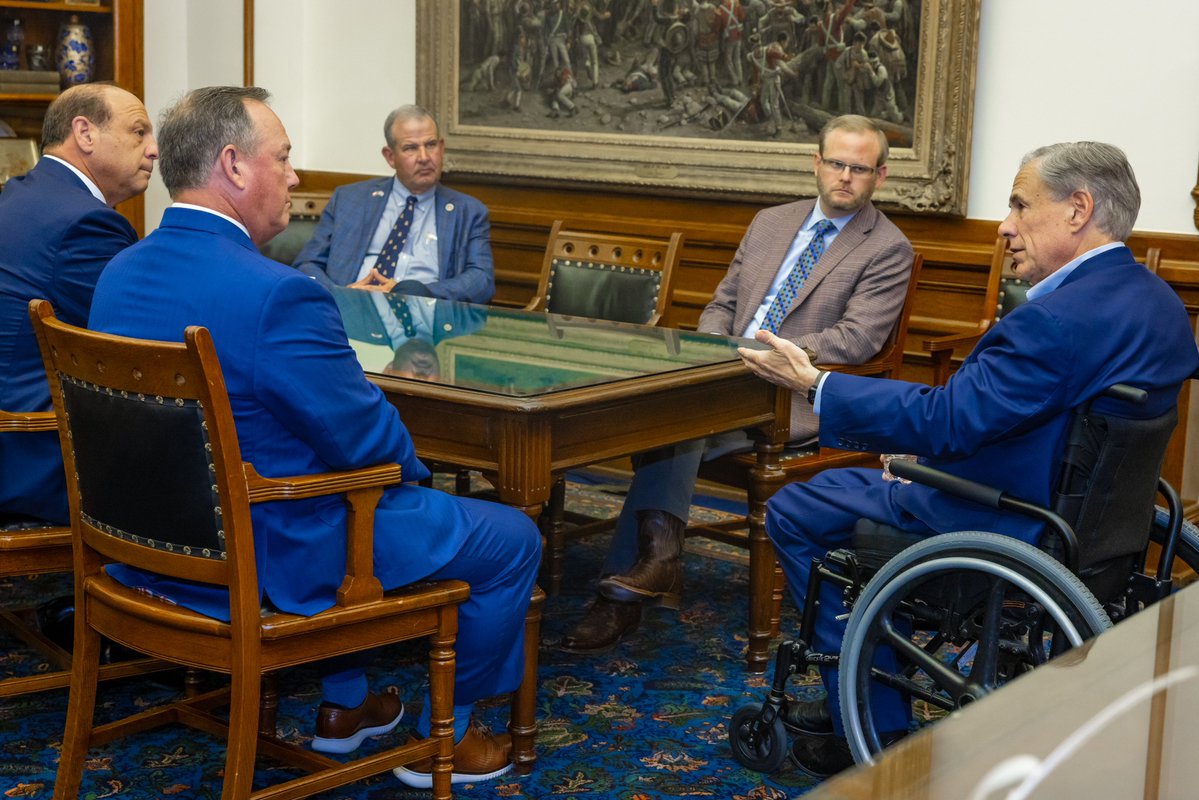 Greg Abbott (@gregabbott_tx) on Twitter photo Met with <a href="/PatrickJCurry1/">Pat Curry</a>, <a href="/DanielAldersTX/">Daniel Alders</a>, <a href="/JeffBarryforTX/">Jeff Barry for Texas</a>, & <a href="/ManoForStateRep/">Mano DeAyala</a> yesterday to discuss the 4 flood-related priority items on the special session agenda.
We will continue to work together to advance legislation to secure an even stronger Texas. Met with <a href="/PatrickJCurry1/">Pat Curry</a>, <a href="/DanielAldersTX/">Daniel Alders</a>, <a href="/JeffBarryforTX/">Jeff Barry for Texas</a>, & <a href="/ManoForStateRep/">Mano DeAyala</a> yesterday to discuss the 4 flood-related priority items on the special session agenda.
We will continue to work together to advance legislation to secure an even stronger Texas.
