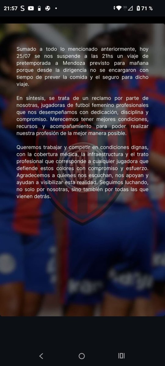 Cuando uno hace las cosas por amor y otros hacen cosas por billetes 
Siempre del lado del futbol profesional femenino 
<a href="/SanLorenzo/">San Lorenzo</a>