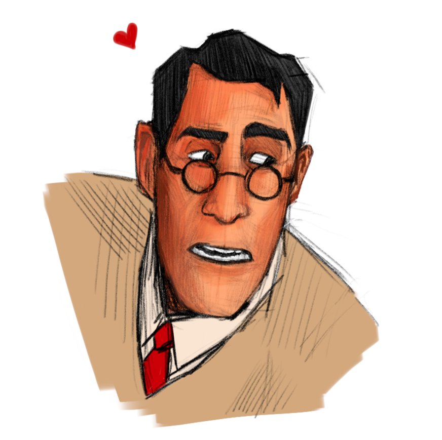 TheRealReumv's tweet image. Medic sketch/fsce study(?)
#TF2 #TeamFortress2 #TF2fanart #tf2medic