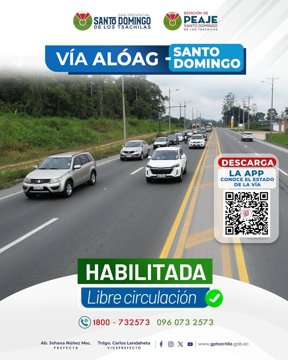 #Actualización 20:23 | Les informamos que la vía Alóag - Santo Domingo ya se encuentra habilitada. Sin embargo, debido al tráfico se están evacuando los vehículos en sentido de bajada ✅