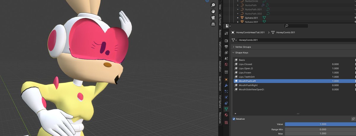 MalloryPaxton's tweet image. it's been so long since i worked on the honeycomb model i forgot i made a bunch of shapekeys for the mouth and helmet eyes. she can hit the damn sneech