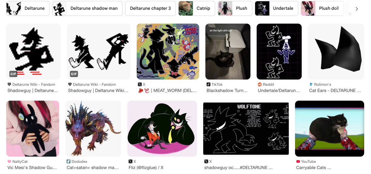 typhects's tweet image. looking up cat shadowguy only to find my oc wolftone (not a cat) in the results