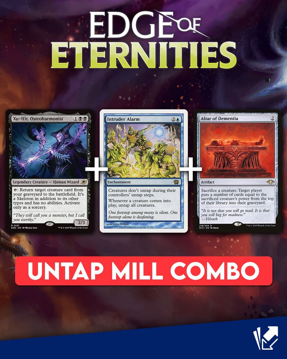 Cardmarket-Magic (@cardmarketmagic) on Twitter photo ๐จ Untap Mill Combo Unlocked ๐จ
Xu-Ifit, Osteoharmonist + Intruder Alarm + Altar of Dementia = โพ๏ธ Mill ๐
โ๏ธ Tap Xu-Ifit
๐ค Bring back creature
๐ค Trigger Intruder Alarm
โ๏ธ Untap Xu-Ifit
๐ Sacrifice creature with Altar
๐ Mill some cards from opponent
โพ๏ธ Loop Infinitely ๐จ Untap Mill Combo Unlocked ๐จ
Xu-Ifit, Osteoharmonist + Intruder Alarm + Altar of Dementia = โพ๏ธ Mill ๐
โ๏ธ Tap Xu-Ifit
๐ค Bring back creature
๐ค Trigger Intruder Alarm
โ๏ธ Untap Xu-Ifit
๐ Sacrifice creature with Altar
๐ Mill some cards from opponent
โพ๏ธ Loop Infinitely