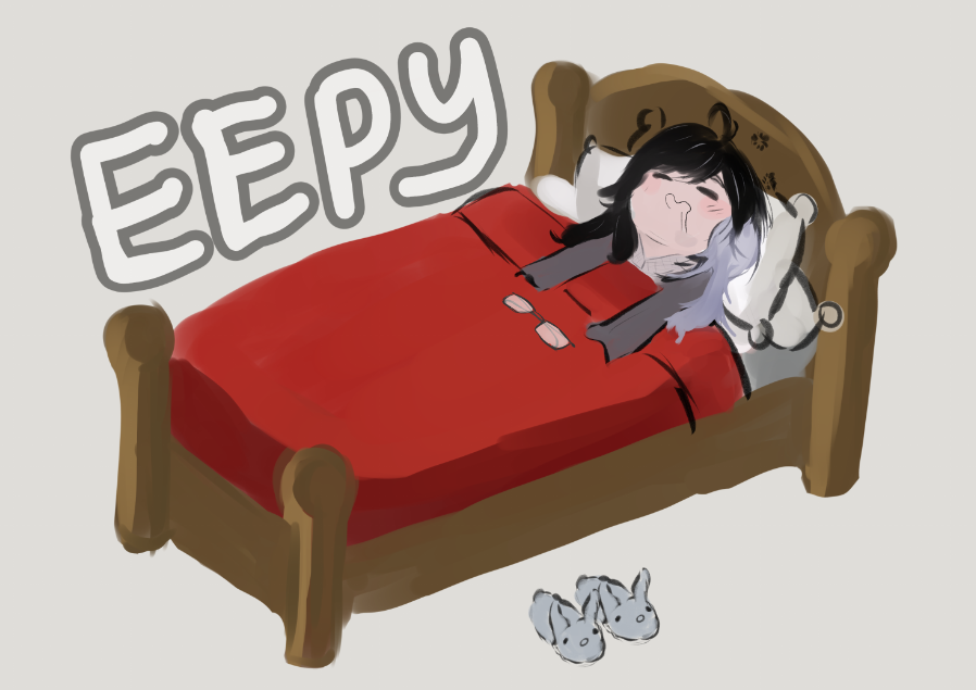 GeminiMauve's tweet image. Finally getting to sleep on a minecraft bed after a long day #inkpomoea