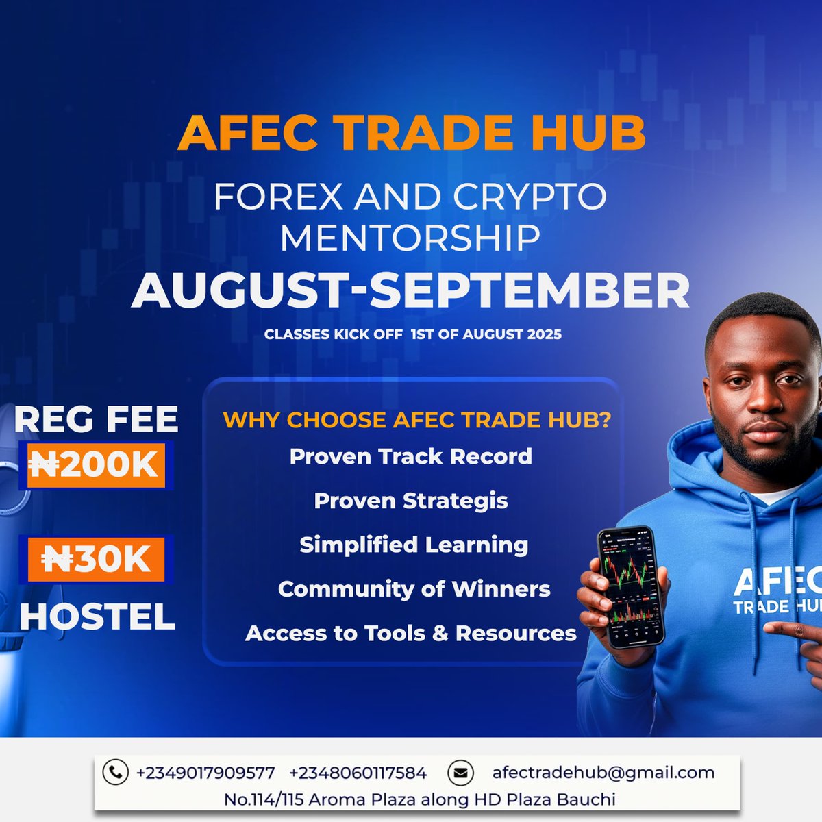 🚨 AUGUST–SEPTEMBER INTAKE IS HERE! 🚨

AFEC TRADE HUB is now accepting students for our Forex &amp; Crypto Mentorship Program.

Why choose us?
✅ Proven Track Record
✅ Simplified Strategy
✅ Community of Winners
✅ Tools &amp; Resources

📞 +2349017909577 | +2348060117584