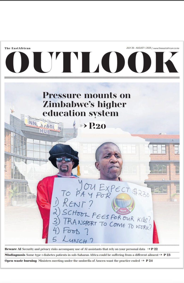 The_EastAfrican's tweet image. This week on The EastAfrican Outlook:
Pressure mounts in Zimbabwe's higher education system.
Also;
Some type 1 diabetes patients in Sub-Saharan Africa could be suffering from a different ailment.
For more in-depth reports, get a copy of The EastAfrican.
🗞 Buy from your…