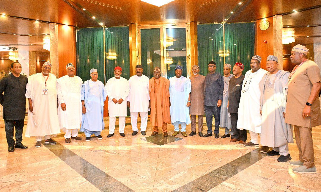 Babafemi Oretuyi (@opetuyii) on Twitter photo President <a href="/officialABAT/">Bola Ahmed Tinubu</a> met with colleague Governors, the 1999-2007 set, also known as the Class of 1999.
25th July, 2025
<a href="/SGFAkume/">Senator Dr. George Akume</a> President <a href="/officialABAT/">Bola Ahmed Tinubu</a> met with colleague Governors, the 1999-2007 set, also known as the Class of 1999.
25th July, 2025
<a href="/SGFAkume/">Senator Dr. George Akume</a>