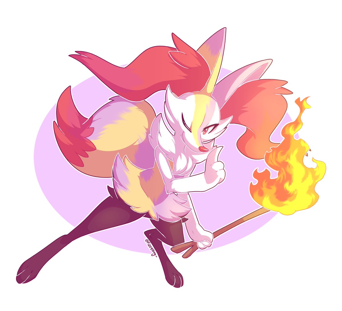 "Piebald" Shiny Fennekin and Braixen