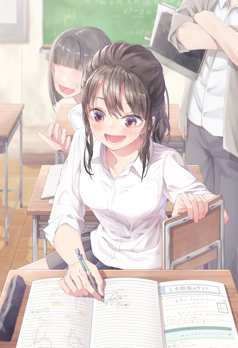 12_graka's tweet image. 授業中にイタズラをしてくる前の席の女の子