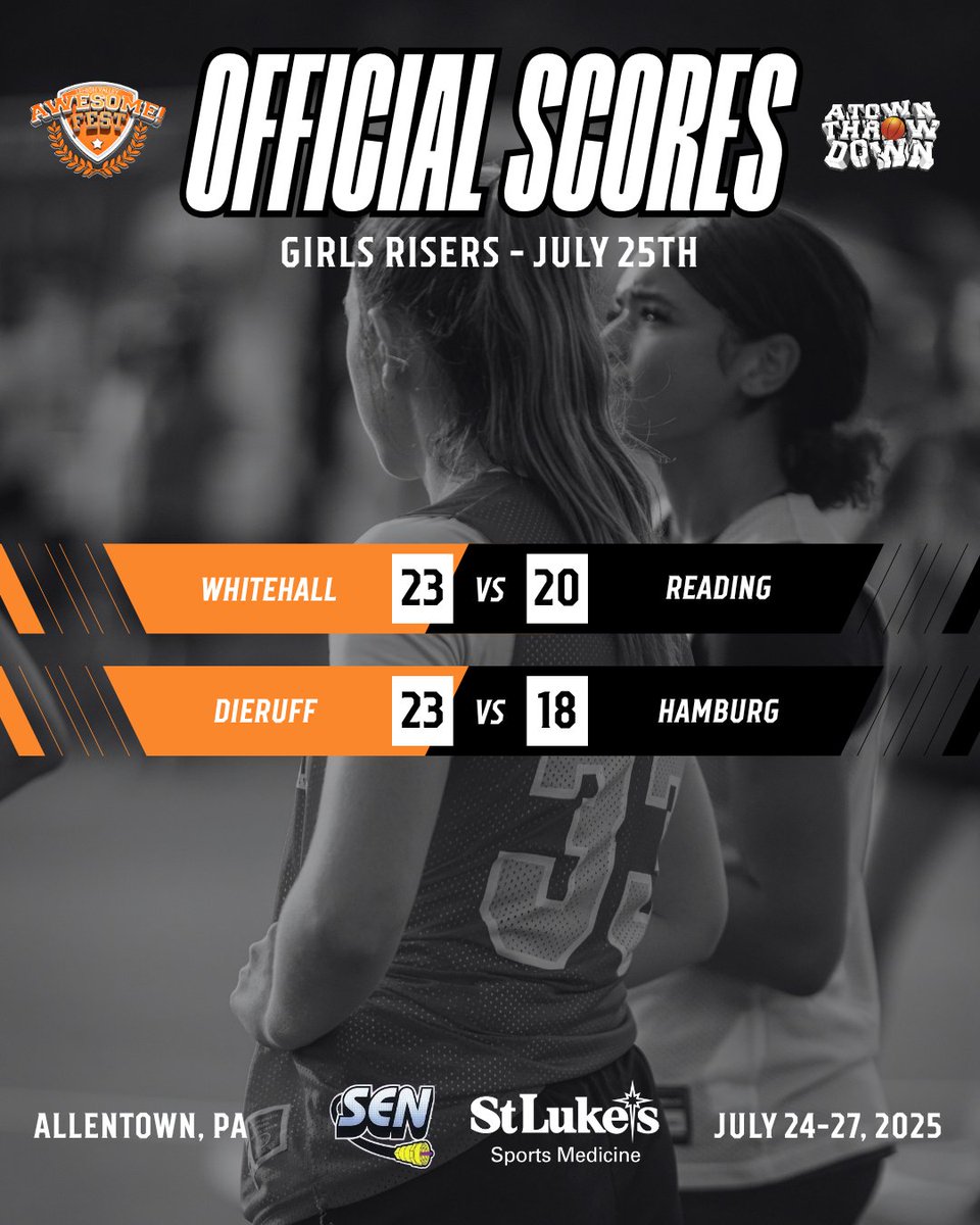 A_TownThrowDown's tweet image. Official Scores: Friday, July 25th | Girls Risers
Cedar Beach Park - Allentown, PA
NOW - July 27th
#atownthrowdown #allentownpa #lehighvalleyawesomefest #basketball #lehighvalleyevents