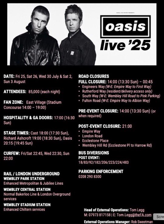 scyhodotcom's tweet image. Later today Oasis will play the second of seven sold out concerts at Wembley Stadium in London.
Who's going? What you drinking? What Oasis t-shirt you wearing?