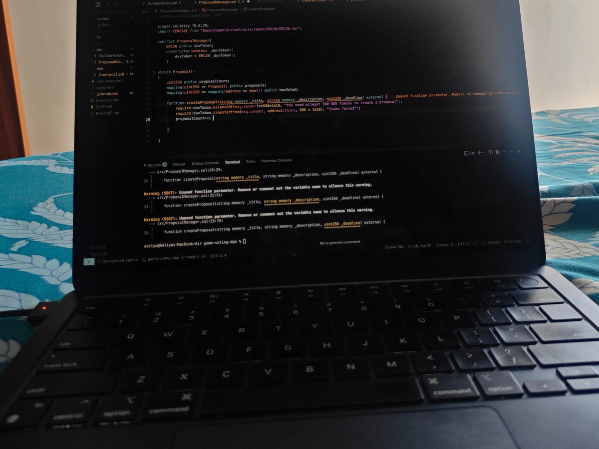 adxtya_jha's tweet image. Brushing up solidity contracts again after a few rust weeks🫡
