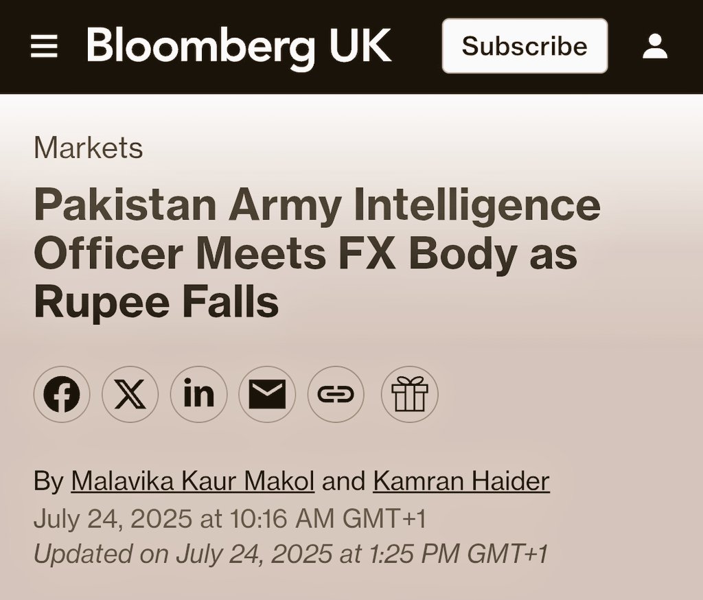 Bloomberg reported that a Pakistani military intelligence official met with the country’s foreign exchange regulatory body amid the rupee’s relentless decline. Sources within the ISI revealed that another meeting is scheduled at the agency’s headquarters in Islamabad on Monday,