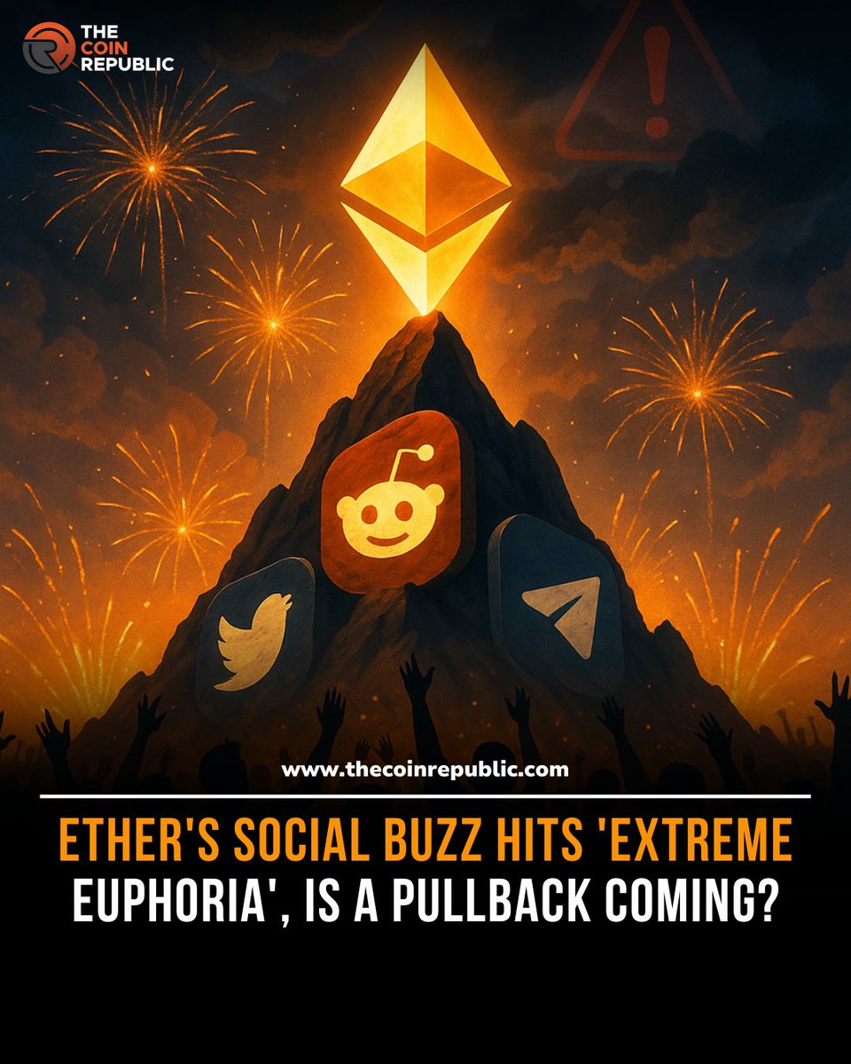 TCR_news_'s tweet image. Ether Hits “Extreme Euphoria” — Is a Cooldown Coming? ⚠️
Ethereum’s recent rally — up 50% in the last 30 days — has sparked major buzz across social media. 🚀 But sentiment analysis from Sentiment warns the hype may have reached “extreme euphoria” levels... a classic sign that a…
